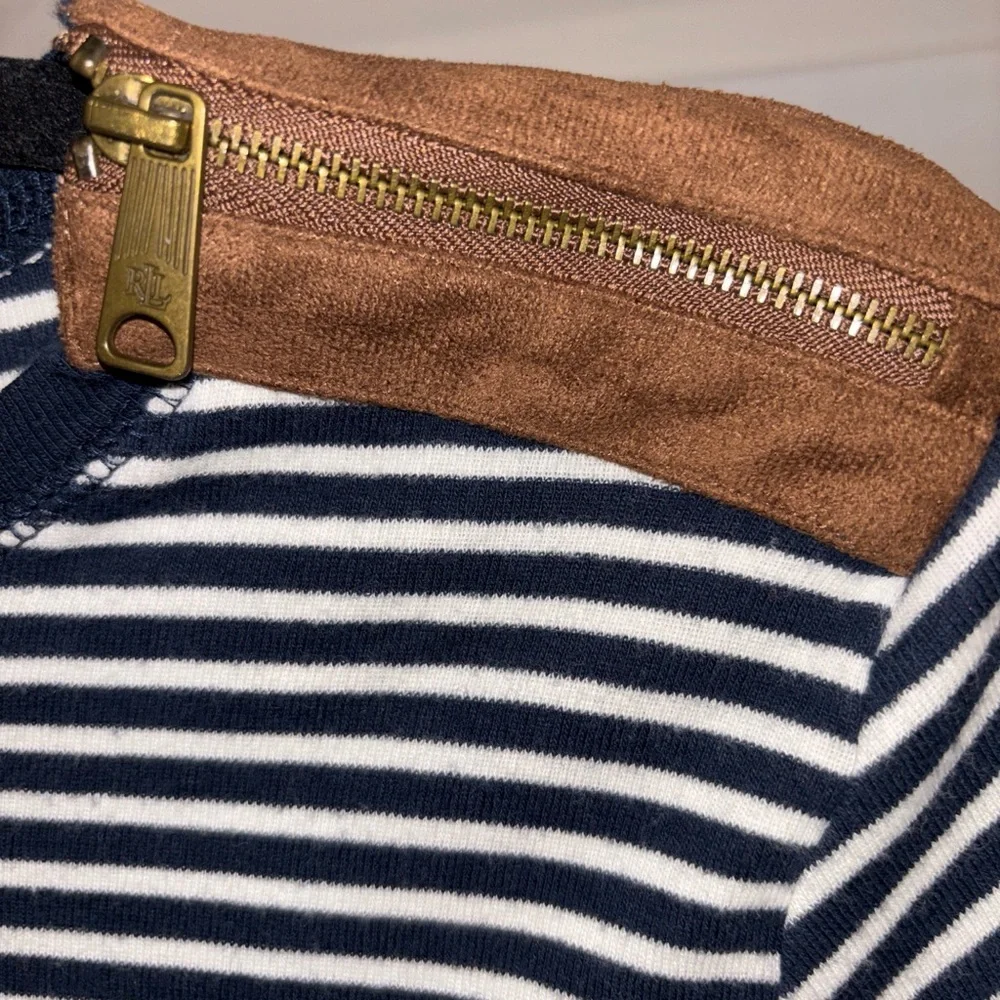 Ralph Lauren Navy & White Striped Crewneck Tee - Picture 3 of 4